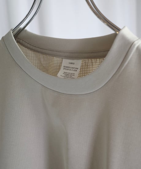 SEABEES Micro Dot Mesh T-Shirts -Greige / Navy