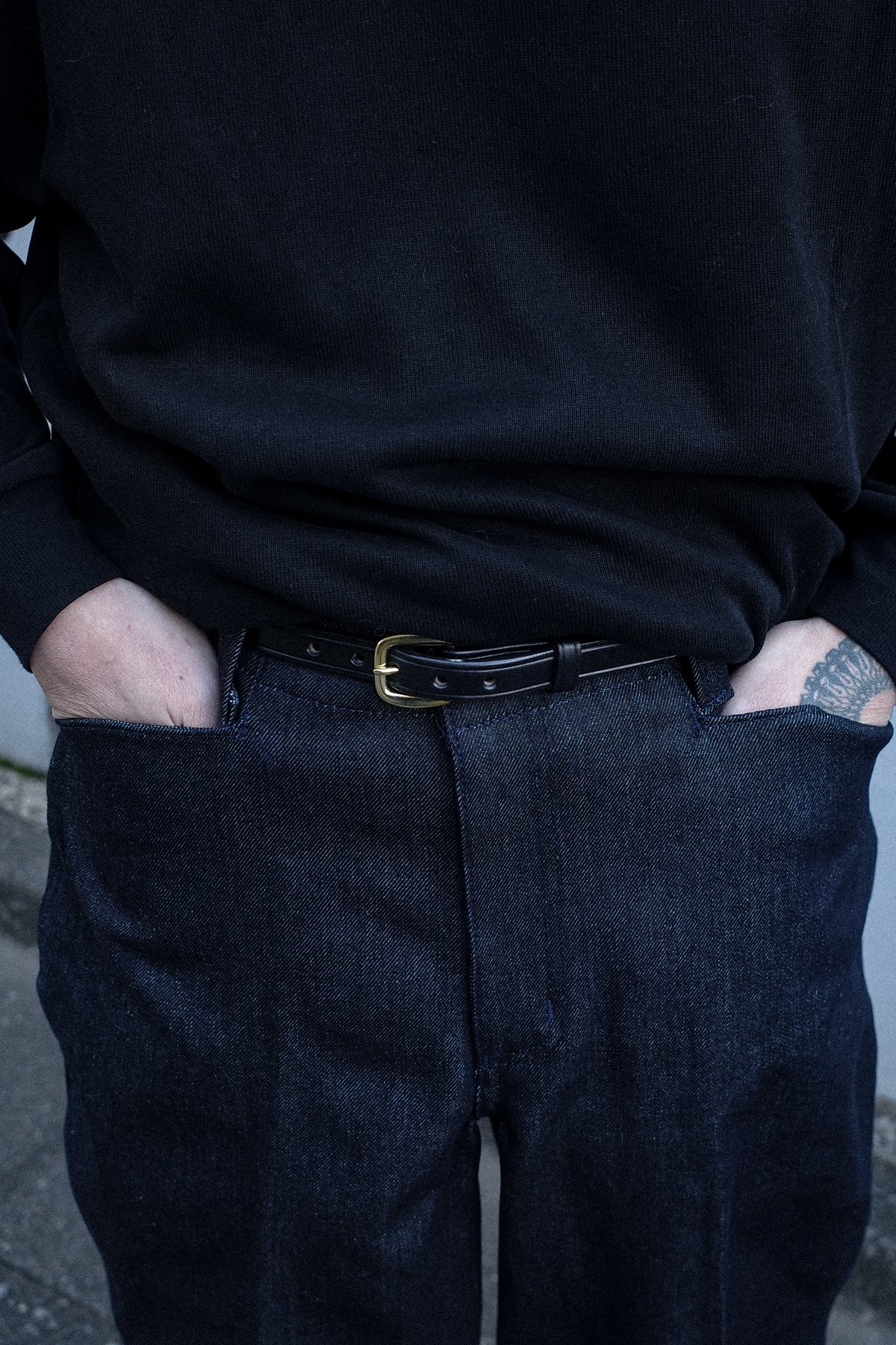 Tory Leather Plain Strap Belt Black #2134 | DAM