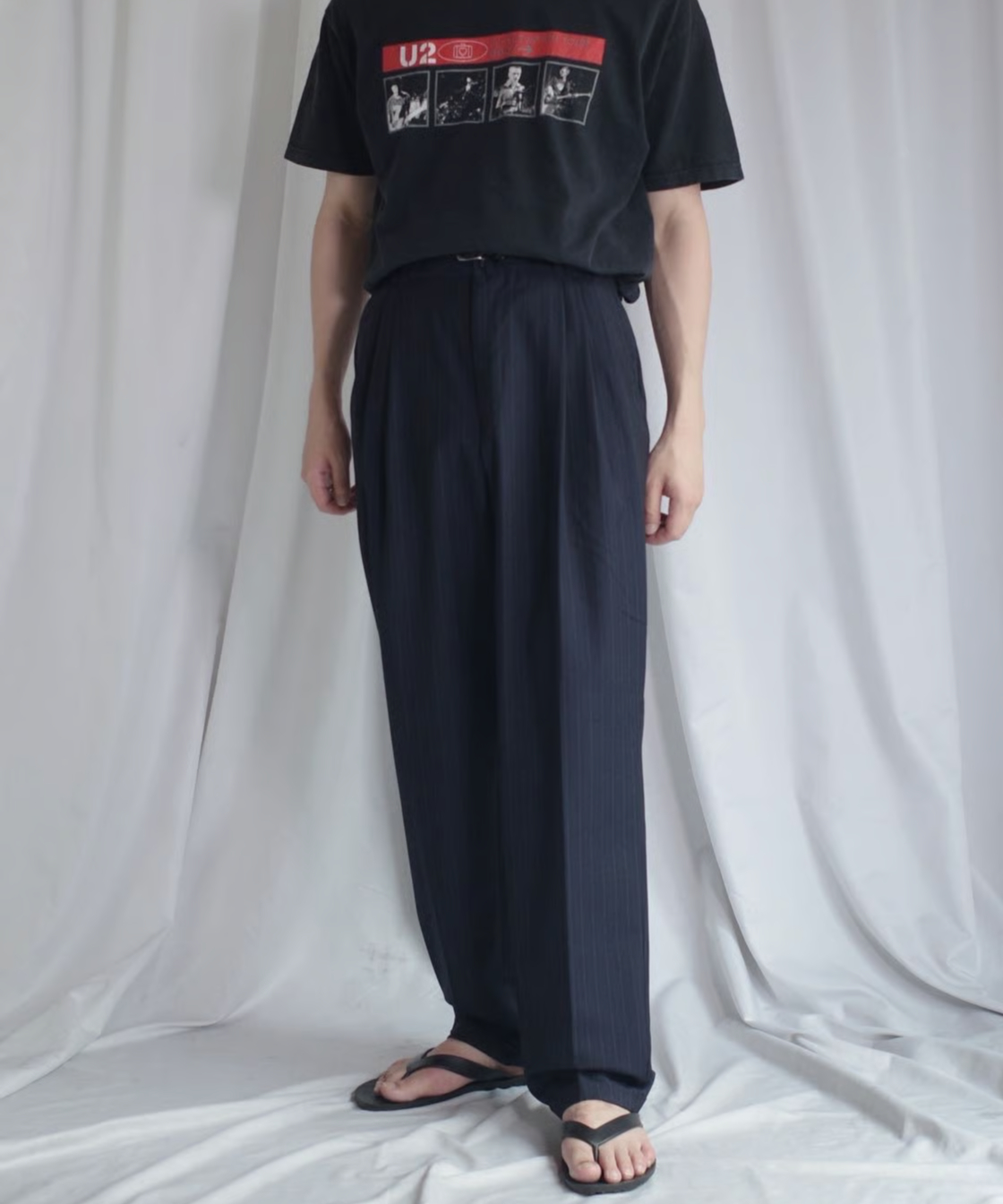 GIANNI VERSACE” Summer Material Stripe Slacks