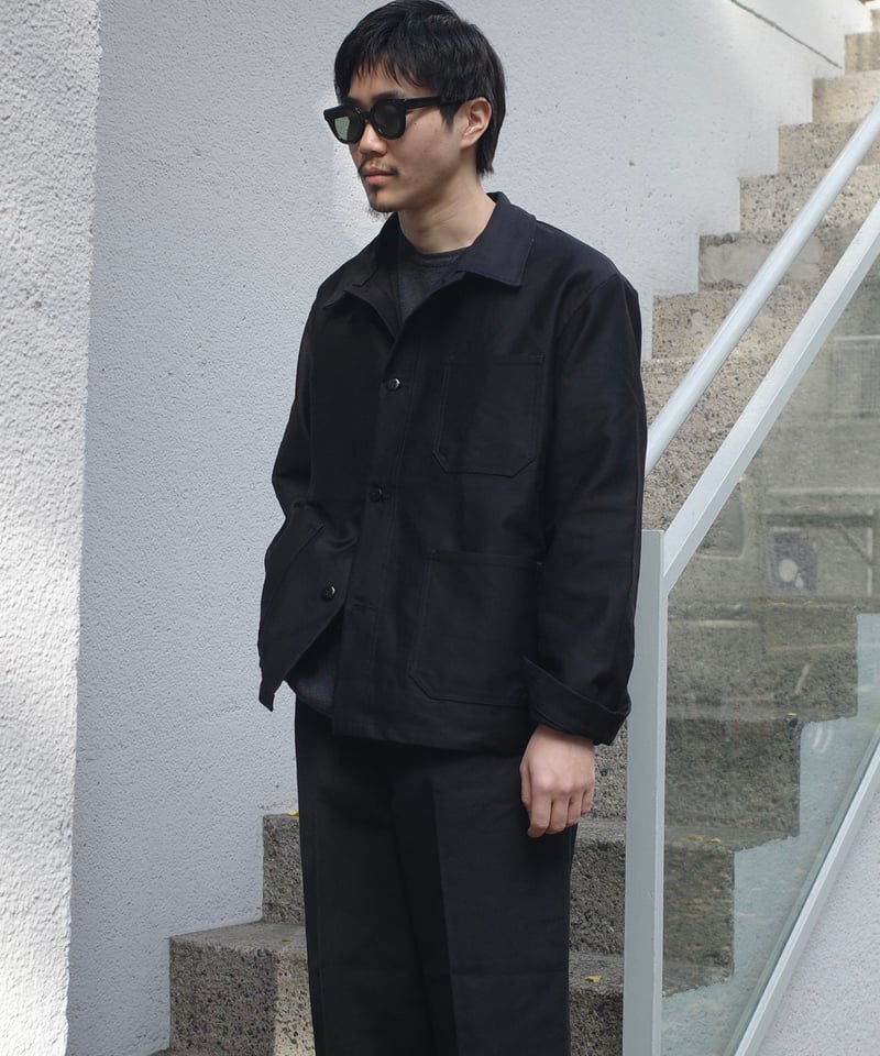 French Moleskin Black Work Jacket | DAMAGEDONE 2nd