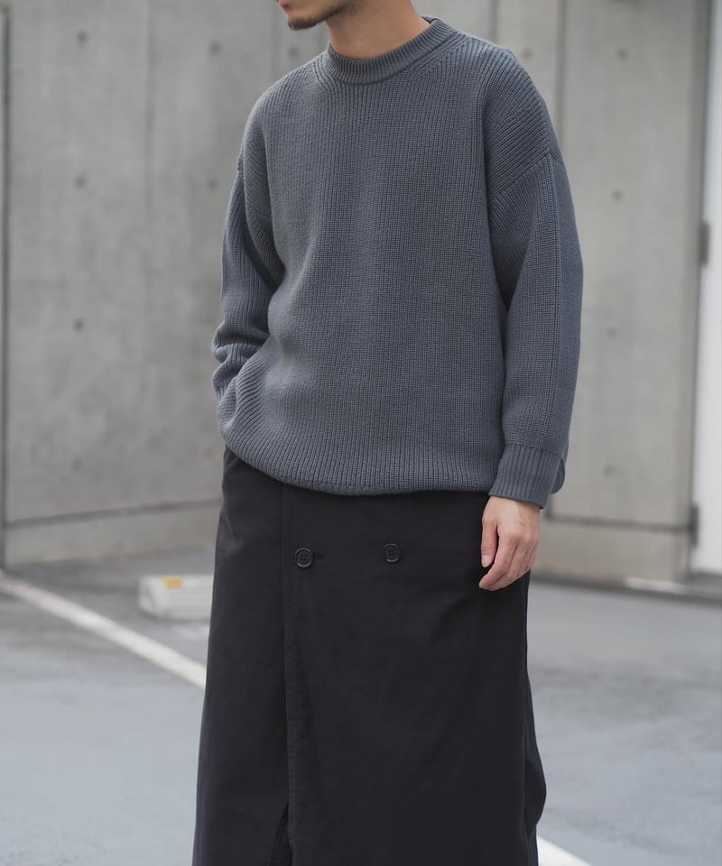 THE DAY - LOW GAUGE MERINO CREWNECK KNIT -Gray THE DAY - LOW GAUGE MERINO CREWNECK KNIT -Gray