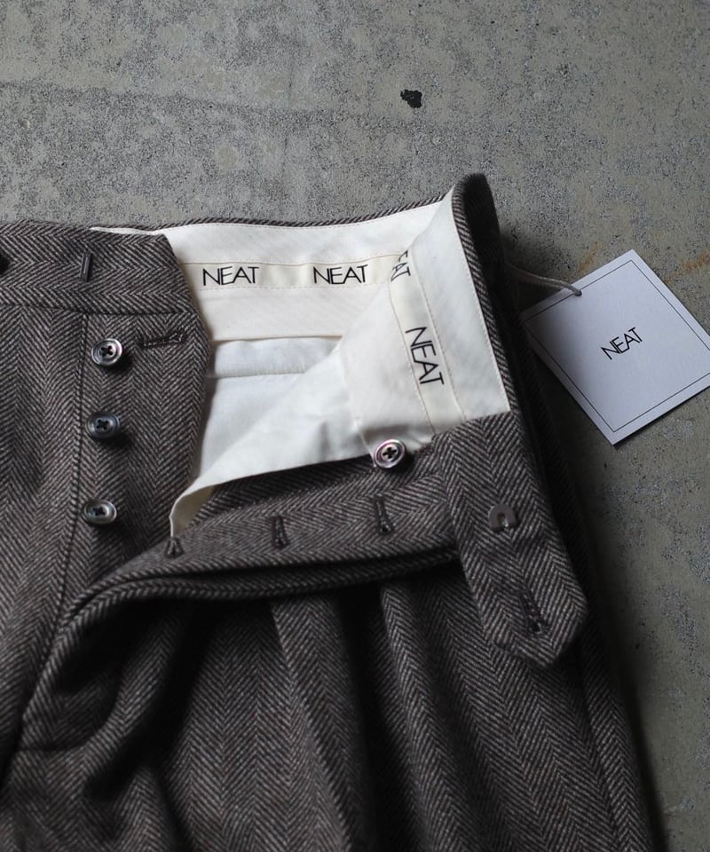 パンツ [NEAT] WOOL HERRINGBONE WIDE NEAT WOOL HERRINGBONE WIDE - BROWN × WHITE | DA