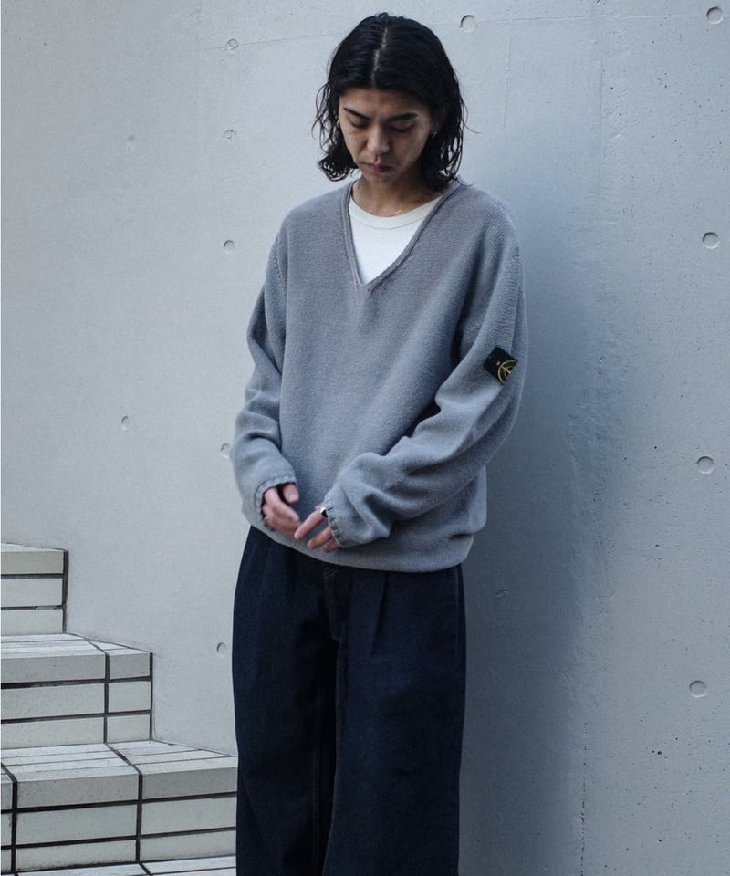 90s Stone Island Cotton V-Neck Knit | DAMAGEDON