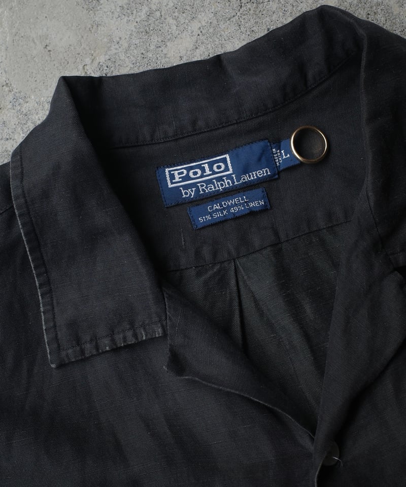 トップス Ralph Lauren Linen opencollar Black S Ralph Lauren S/S Open Collar Shirts #1 | DAMAGE