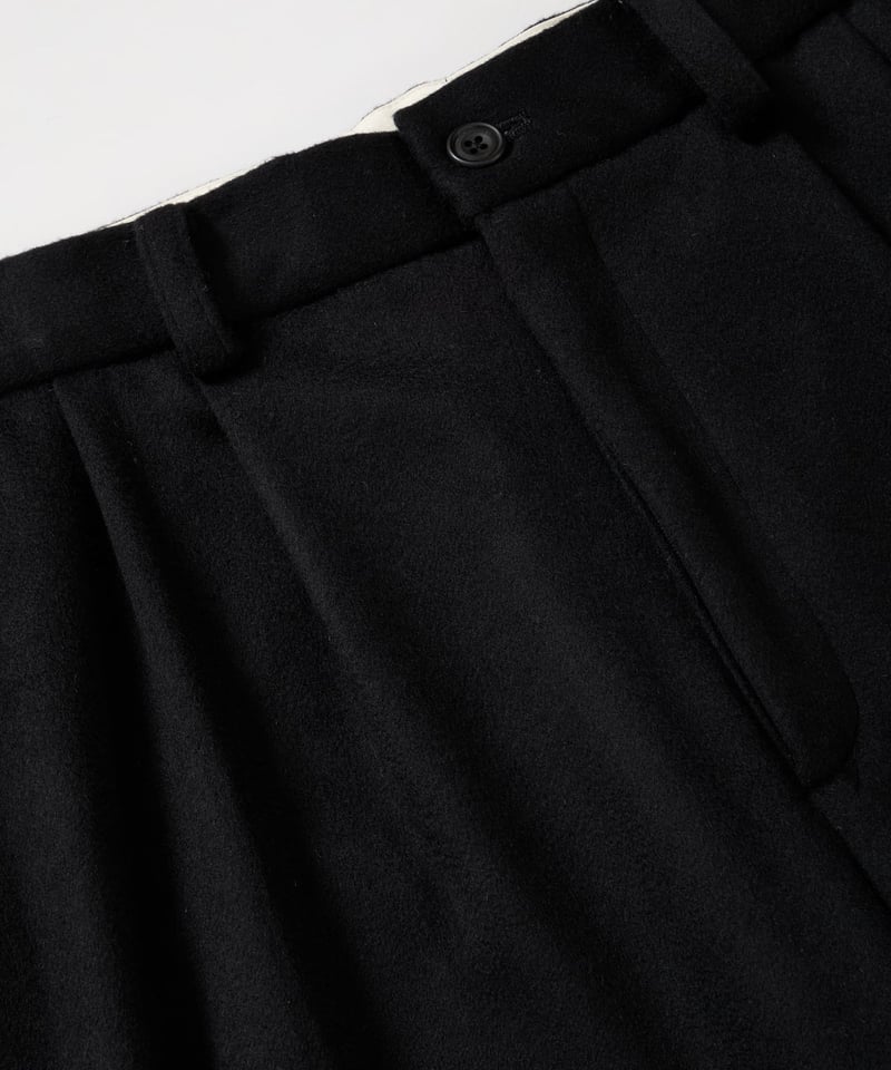 THE DAY - WOOL CASHMERE 2 TUCK WIDE PANTS -Blac