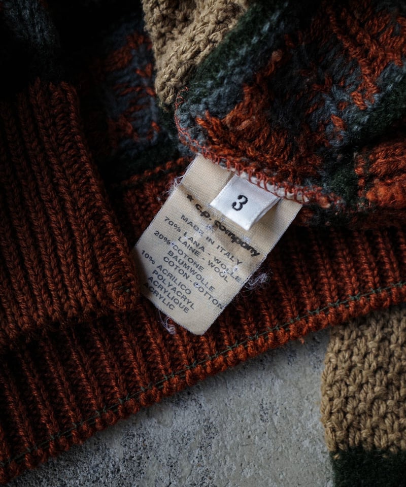 80s C.P. Company Pattern Wool Knit | DAMAGEDONE