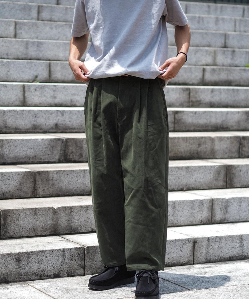 THE DAY - BRITISH MOLESKIN 2 TUCK WIDE PANTS -O 