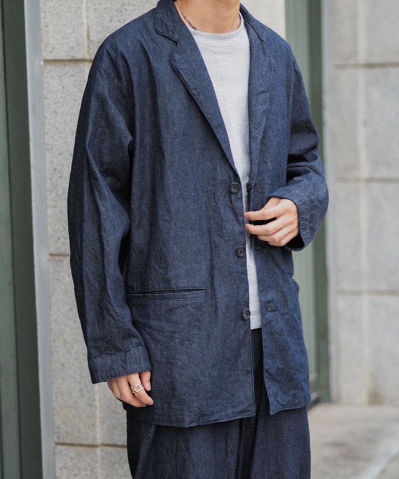 Porter Classic Denim Wide Jacket - Black - Navy Porter Classic Denim Wide Jacket - Black - Navy