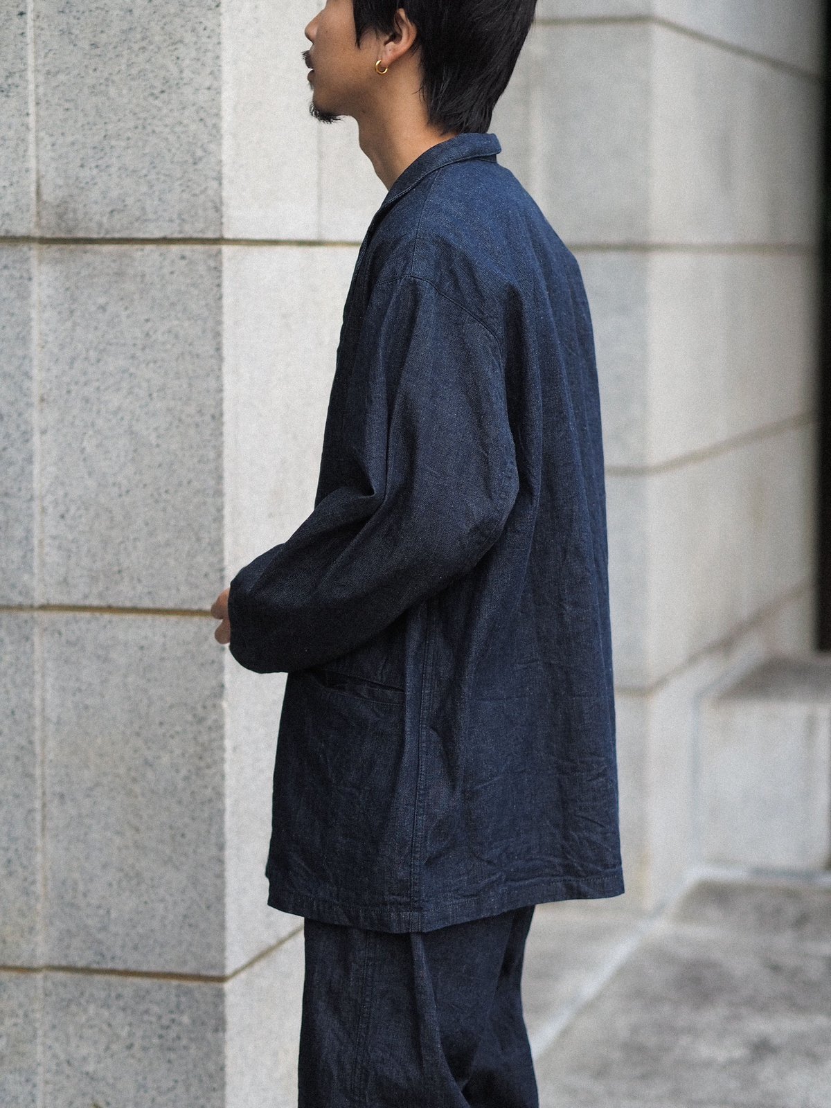 Porter Classic Denim Wide Jacket - Black - Navy Porter Classic Denim Wide Jacket - Black - Navy