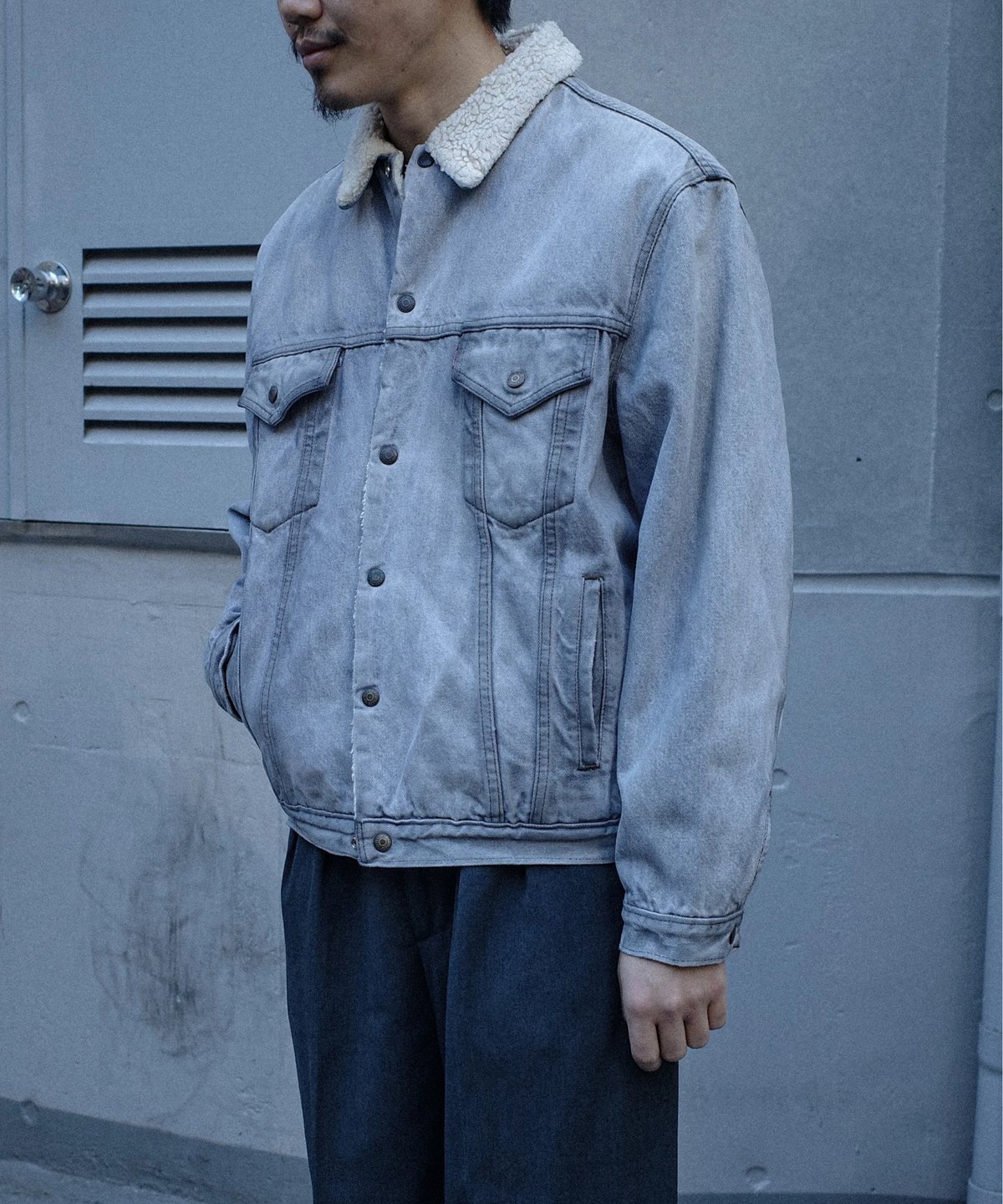 80s Euro Levi's 70608 Denim Sherpa Trucker Jack