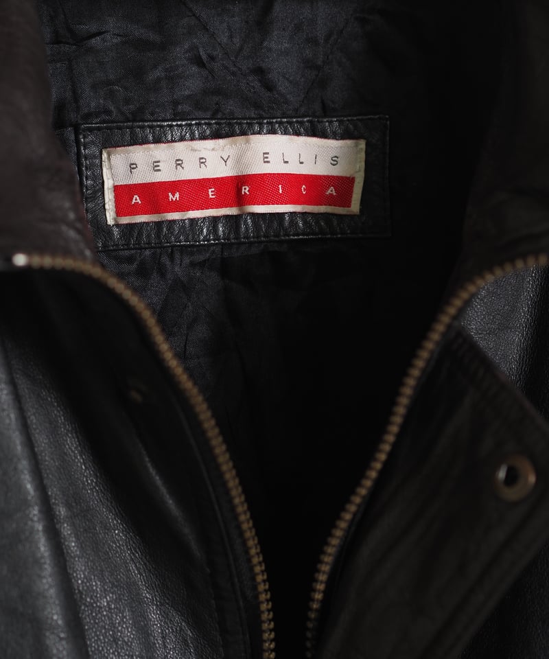 90s Perry Ellis Switching Leather Jacket | DAMA 90s Perry Ellis Switching Leather Jacket | DAMA