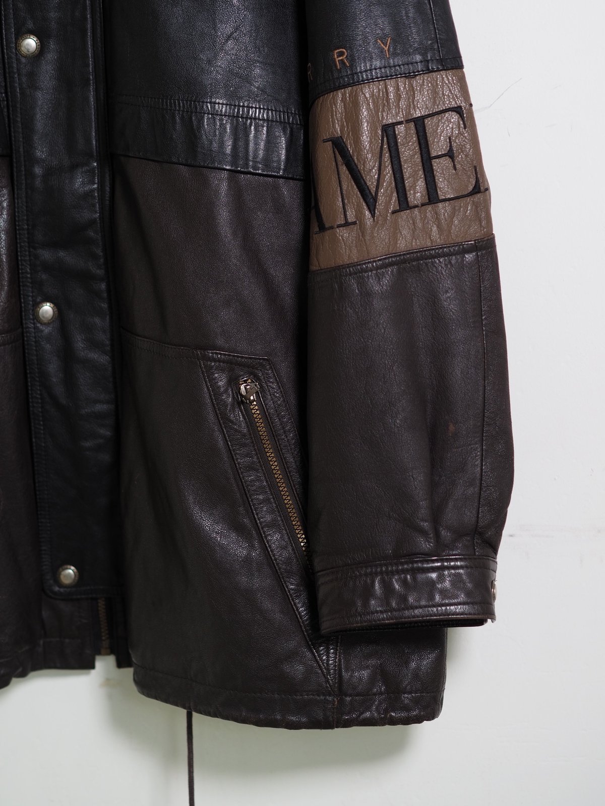 90s Perry Ellis Switching Leather Jacket | DAMA 90s Perry Ellis Switching Leather Jacket | DAMA