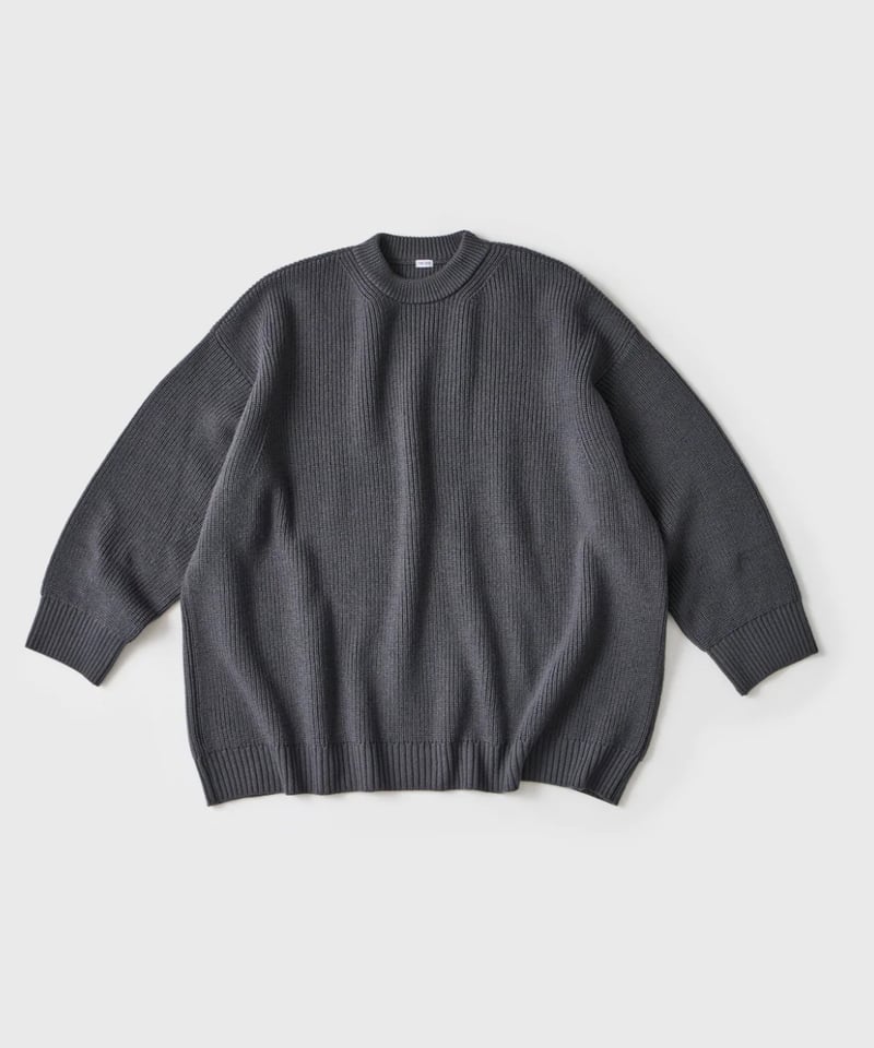 THE DAY - LOW GAUGE MERINO CREWNECK KNIT -Gray 