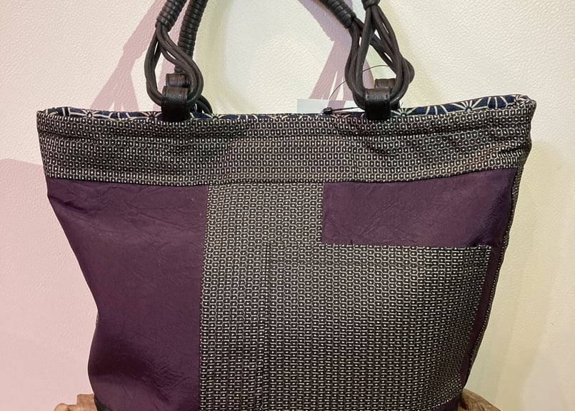 大島紬 ハンドバッグ パープル | 天美～あまみん～ 鶴亀笑店