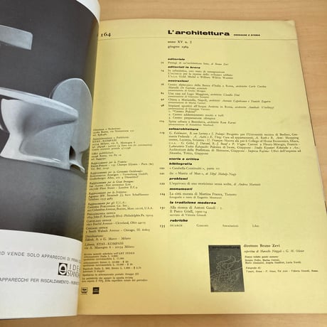 イタリアの建築雑誌「L'architettura」CRONACHE E STORIA 1969年6月号 n.164