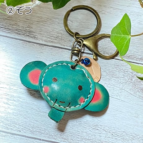 《陸のいきものたち》本革まんまるキーホルダー