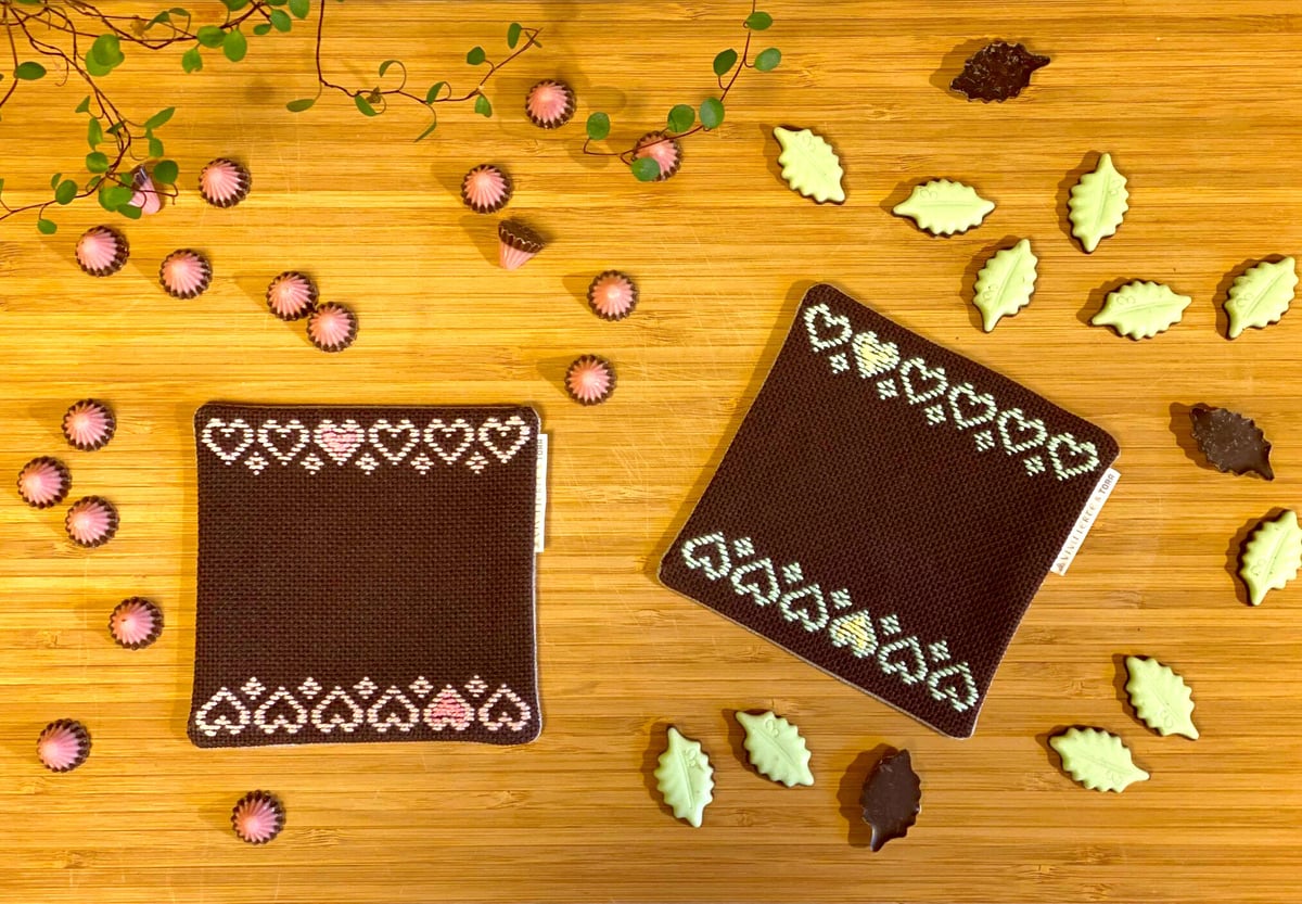 ちょこっと刺し子の八角コースター2枚セット