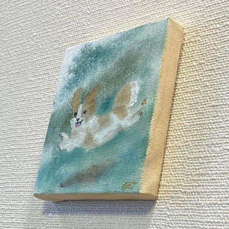 油彩画　散歩 ミニキャンバス油彩《お散歩楽しいーっ♪》 | 作家作品の発表
