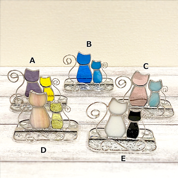 ステンドグラス 《寄り添うねこのカードスタンド》 | 作家作品の発表