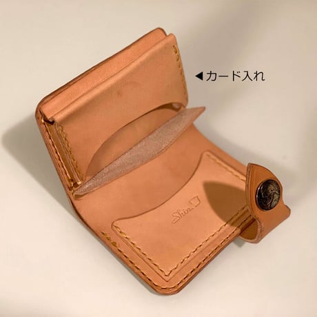 ヌメ革二つ折り財布/手縫い/一点もの
