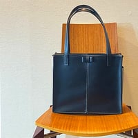 スクエアトートバッグ（牛革/手縫い/ブラック）