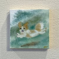 ミニキャンバス油彩《お散歩楽しいーっ♪》