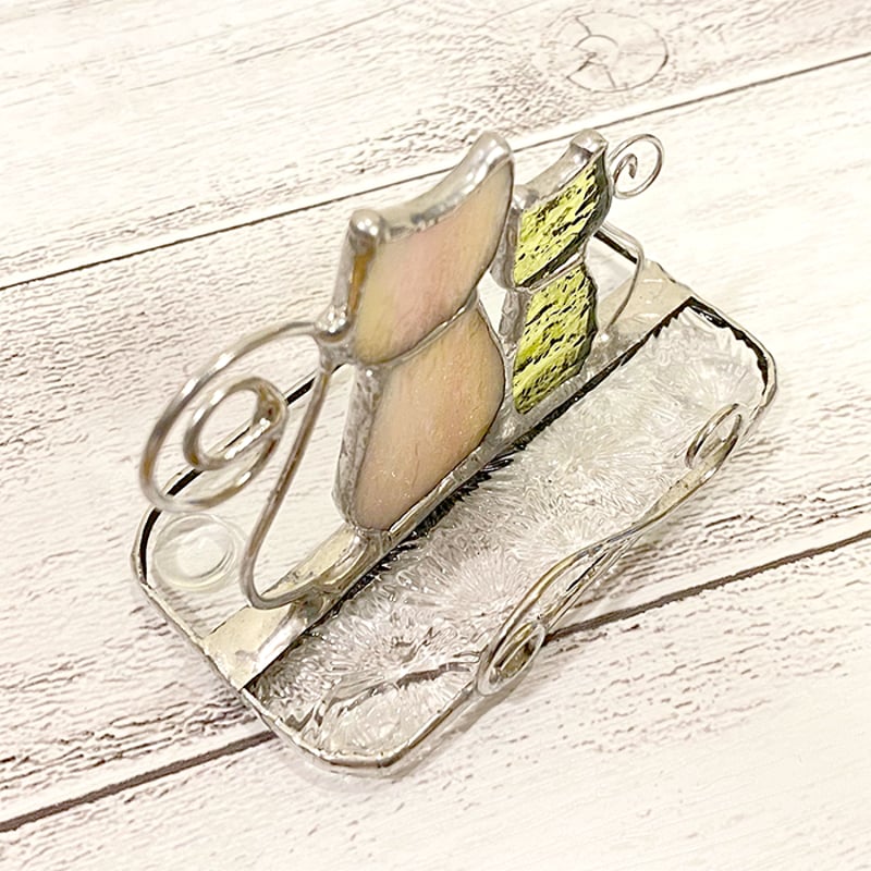 ステンドグラス 《寄り添うねこのカードスタンド》 | 作家作品の発表