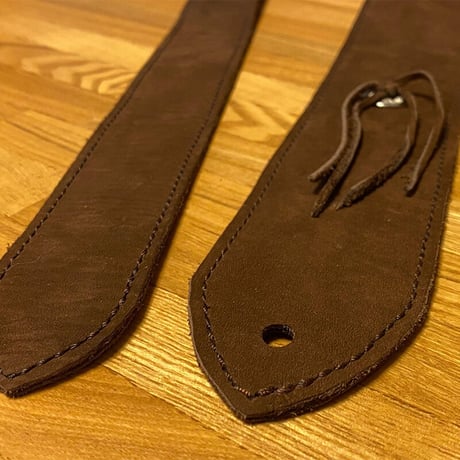 ヌメ革製 ハンドメイド ギター・ベース用ストラップ イナズマ 蓄光 革