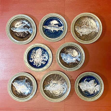 下絵付魚絵小皿／2枚1セット・4タイプ