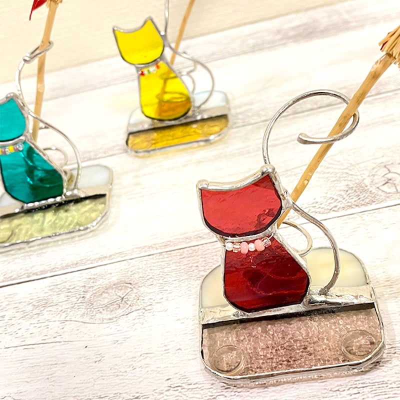 ステンドグラス 《ねこのペンスタンド》 | 作家作品の発表・販売の場