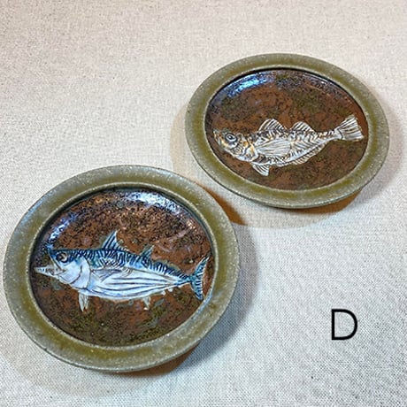 下絵付魚絵小皿／2枚1セット・4タイプ