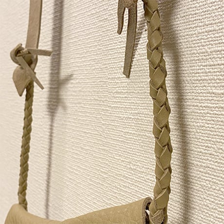 フリンジ付き 鹿革スマホショルダー/手縫い/一点もの