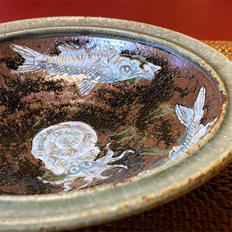 魚絵灰釉小鉢