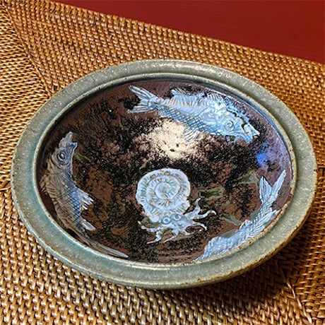魚絵灰釉小鉢