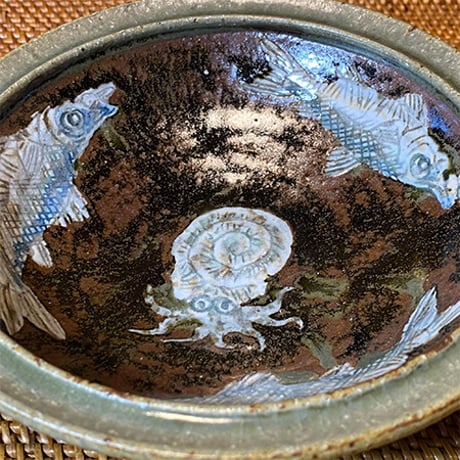 魚絵灰釉小鉢