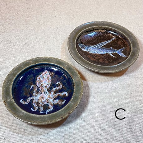 下絵付魚絵小皿／2枚1セット・4タイプ