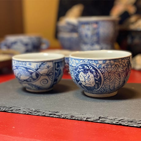 染付 湯呑