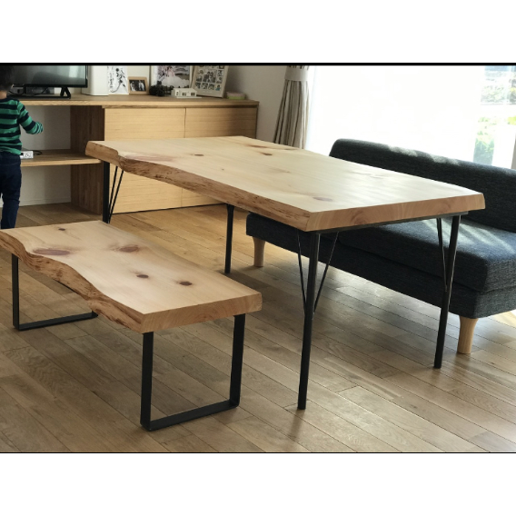 ヴィンテージ檜の天板　鉄脚テーブル fit=scale-down,w=1200