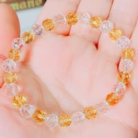 【光の粒が循環する、豊かさと浄化のループ】♡kiraシトリン6ミリ♡kira水晶6ミリ♡ブレスレット♡内径１５ｃｍ♡
