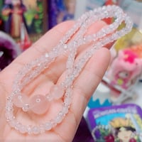 ⭐️最強のお守り⭐️水晶＆ローズクウォーツ【極上の輝き】（約58cm・頭からかぶれる万能タイプ）