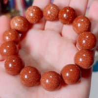 【大玉・星屑の輝き】ゴールドストーン ブレスレット（約15mm玉）♡内径１５ｃｍ♡