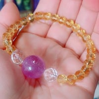【魂を輝かせる】♡アメジスト♡kiraシトリン♡kira水晶♡ロイヤルブレスレット♡内径１５ｃｍ♡