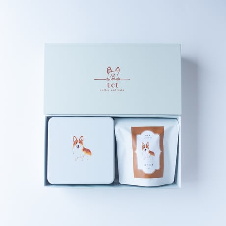ギフトボックス　米粉のコーギークッキー＆日本茶ティーバッグ