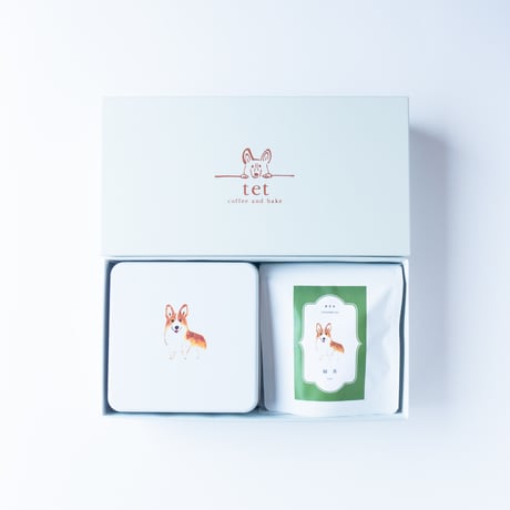 ギフトボックス　米粉のコーギークッキー＆日本茶ティーバッグ