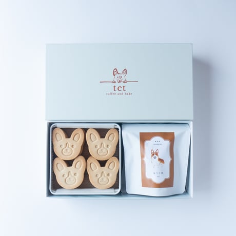 ギフトボックス　米粉のコーギークッキー＆日本茶ティーバッグ