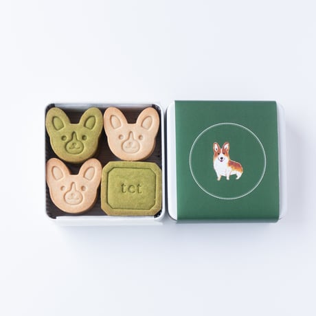 ギフトボックス 米粉のコーギークッキー缶(プレーン＆抹茶) ＆新宮茶(2026新茶)【夏季限定】