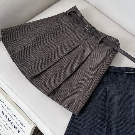 Glencheck belt skirt