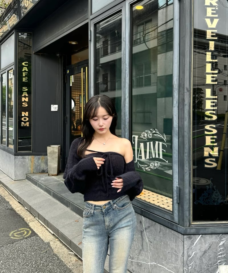 トップス YILON Cable knit bolero bare set YILON Cable knit bolero bare set YILON MADE】Cable knit