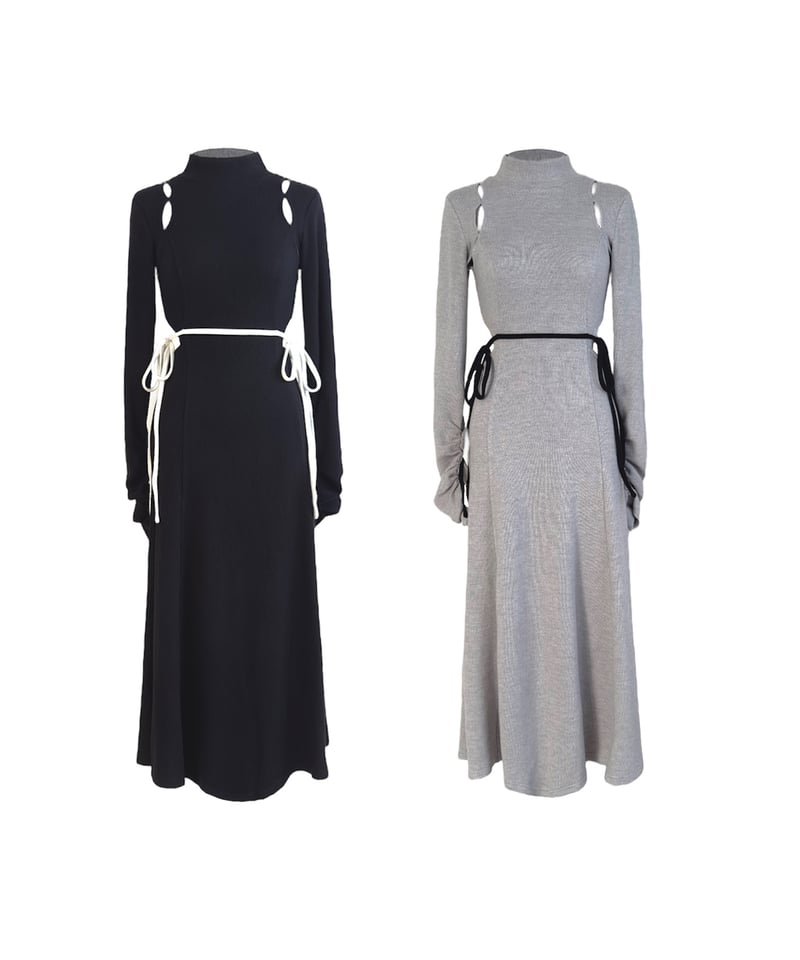 ワンピース YILON MADE Cutout check op Gray YILON MADE Cutout