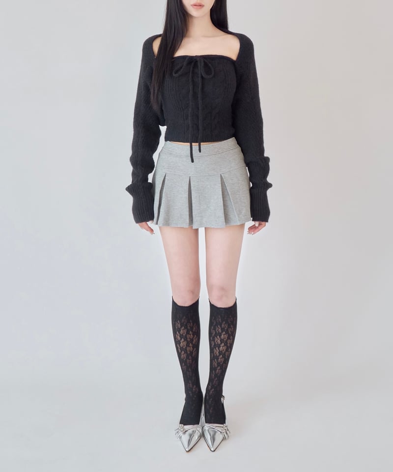 トップス YILON Cable knit bolero bare set YILON MADE】Cable knit bolero bare set